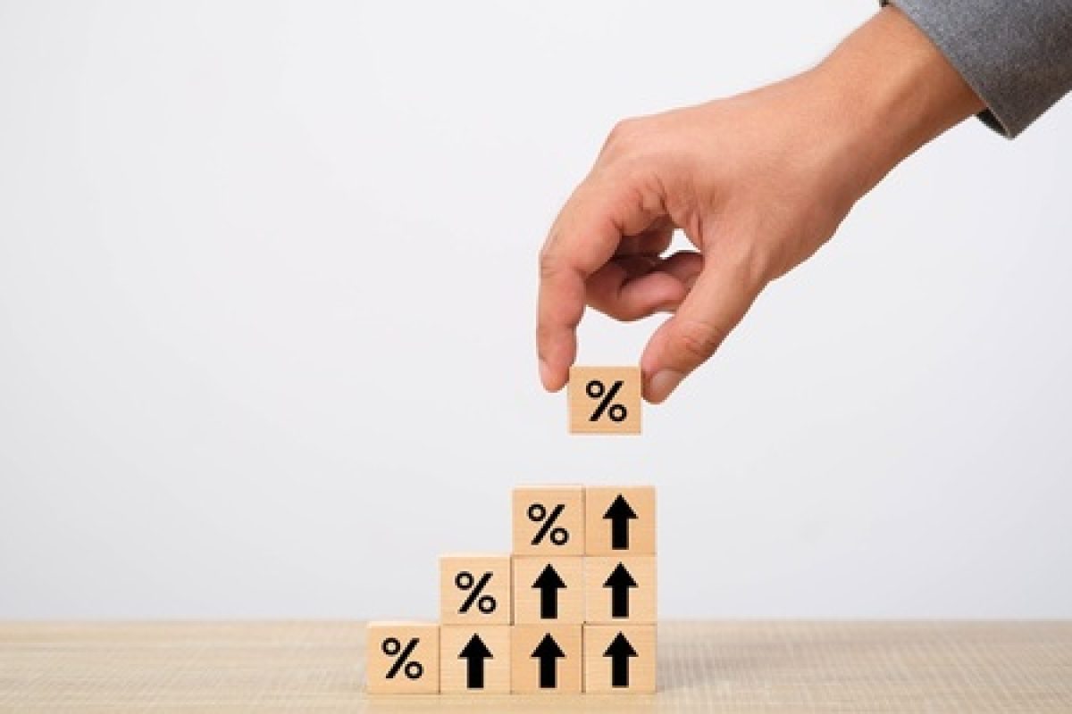 A,Hand,Strategically,Places,Wooden,Blocks,With,Percentage,Symbols,And